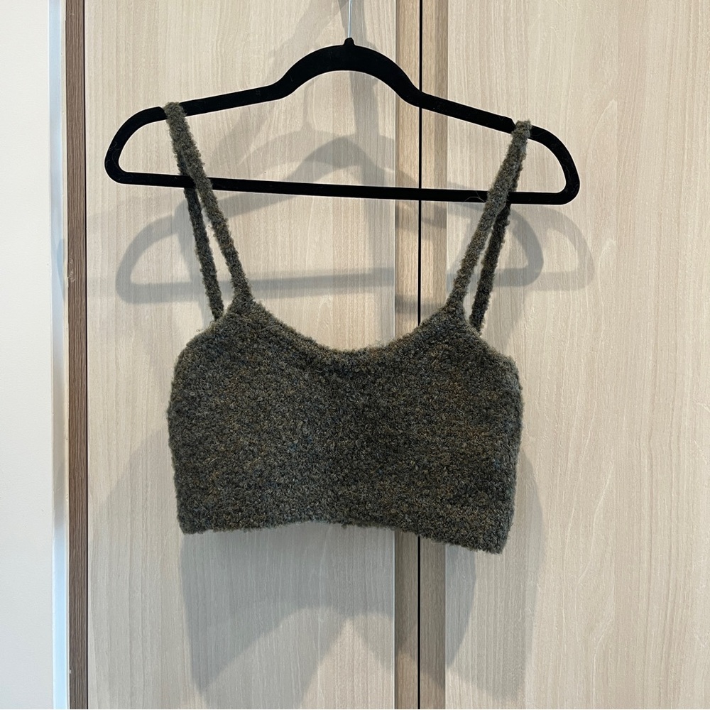 Fuzzy wool crop tank top